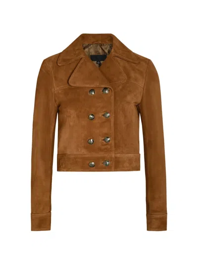Nili Lotan Double-breasted Leather Jacket In Brown