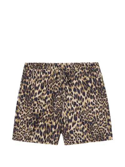 Nili Lotan Drawstring Leopard-print Shorts In Multi