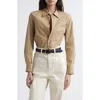 Nili Lotan Dyllan Shrunken Cotton Shirt In Brown