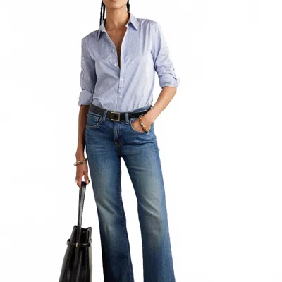 Nili Lotan Dyllan Shrunken Striped Cotton Poplin Shirt In Navy And White In Blue
