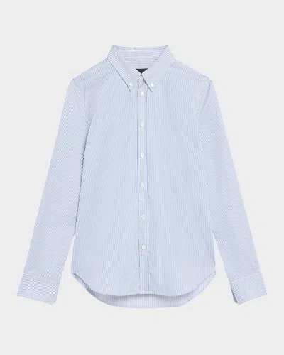 NILI LOTAN DYLLAN STRIPED SHRUNKEN BUTTON-DOWN SHIRT