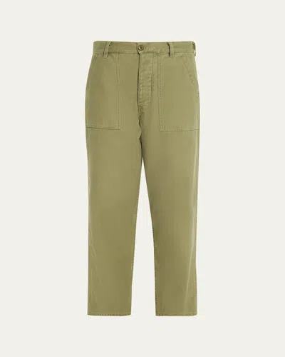 Nili Lotan Earl Cotton Straight-leg Ankle Pants In Green