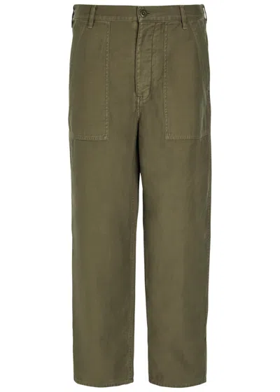 Nili Lotan Earl Straight-leg Cotton Trousers In Green