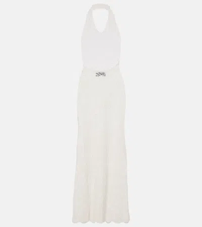 Nili Lotan Eddie Crochet Halterneck Cotton Maxi Dress In White