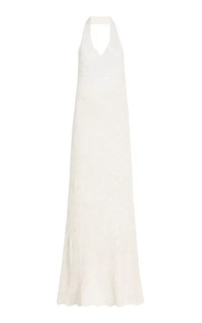 Nili Lotan Eddie Crocheted Cotton Maxi Halter Dress In White
