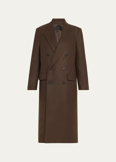 Nili Lotan Edmont Double-breasted Long Coat In Cocoa
