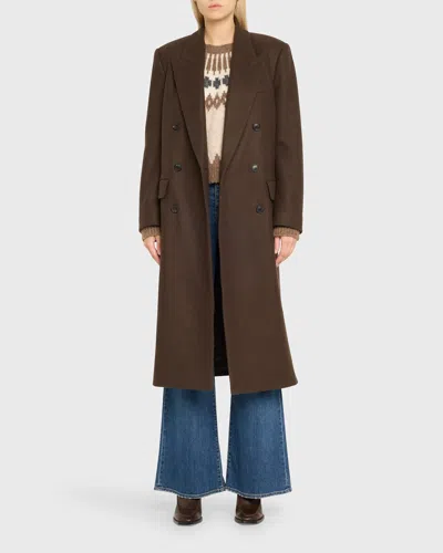 Nili Lotan Edmont Double-breasted Long Coat In Cocoa