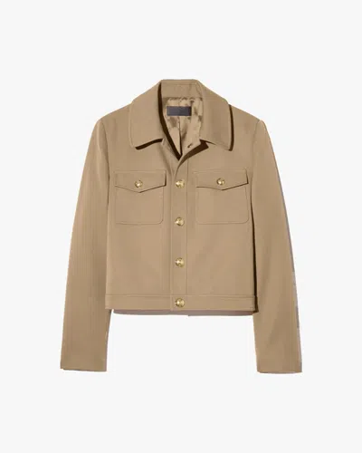 Nili Lotan Edna Cropped Wool Jacket In Brown