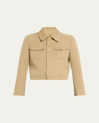Nili Lotan Edna Single-breasted Crop Jacket In Neutral