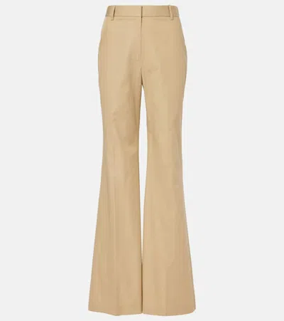 Nili Lotan Effy Cotton Flared Pants In Beige