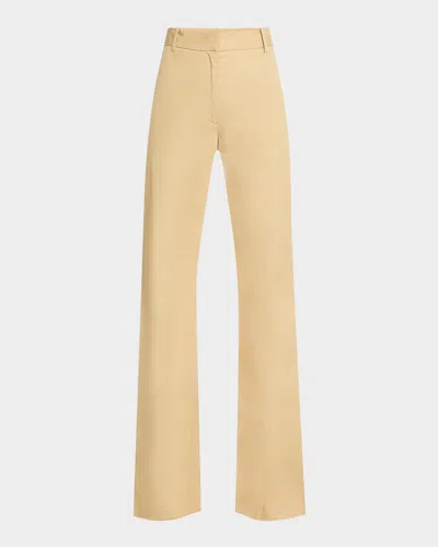 Nili Lotan Effy Wide Leg Compact Cotton Pants In Desert Khaki
