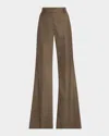 Nili Lotan Effy Wool Flare Pants In Taupe Grey