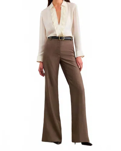 Nili Lotan Effy Wool Pant In Taupe Grey In Brown