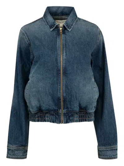 NILI LOTAN ELASTIC-WAIST DENIM JACKET