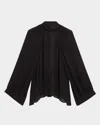 Nili Lotan Elianna Cutout Pleated Silk Blouse In Black