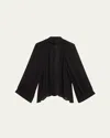 Nili Lotan Elianna Cutout Pleated Silk Blouse In Black