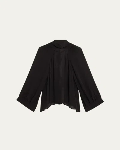 Nili Lotan Elianna Cutout Pleated Silk Blouse In Black