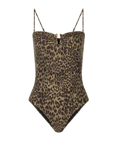 Nili Lotan Embellished Leopard-print Swimsuit In Pattern