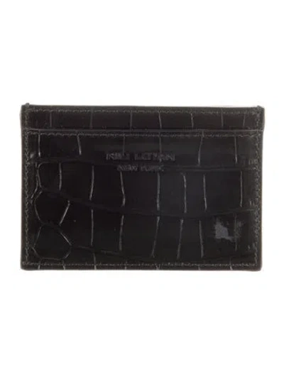 Pre-owned Nili Lotan Embossed Leather Animal Print Card Holder In Black