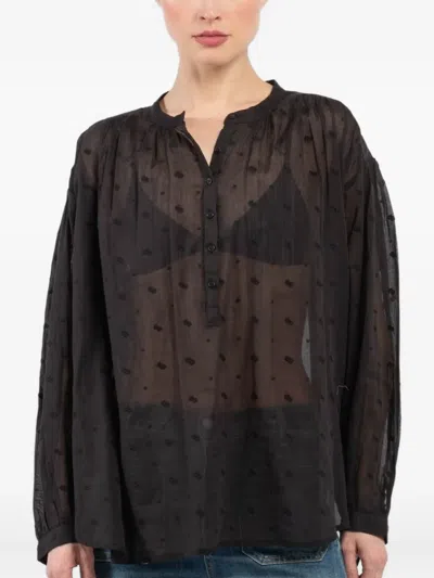 Nili Lotan Embroidered Balloon-sleeve Blouse In Black