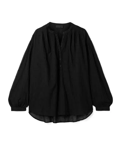 Nili Lotan Neville Embroidered Cotton-voile Blouse In Black