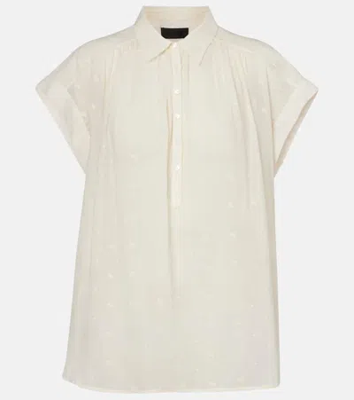 NILI LOTAN EMBROIDERED COTTON BLOUSE