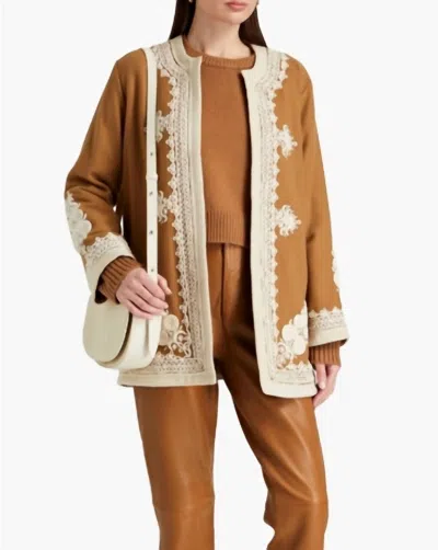 Nili Lotan Embroidered Landon Jacket In Camel In Brown