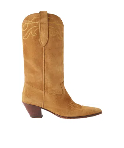 Nili Lotan Towns Embroidered Suede Knee Boots In Orange