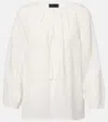 Nili Lotan Embroidered Ramie Blouse In White