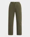 Nili Lotan Tel Aviv Cropped Stretch-cotton Twill Tapered Pants In Loden