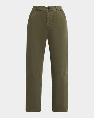 NILI LOTAN EMERSON BRUSHED COTTON BARREL-LEG CROP PANTS