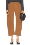 Nili Lotan Emerson Mid-rise Cotton Barrel-leg Pants In Rust