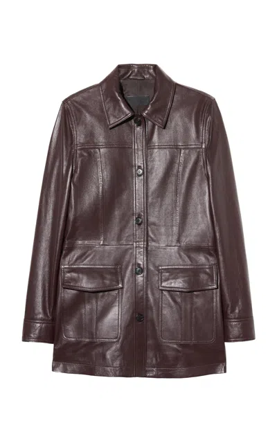 Nili Lotan Emmylou Leather Jacket In Burgundy