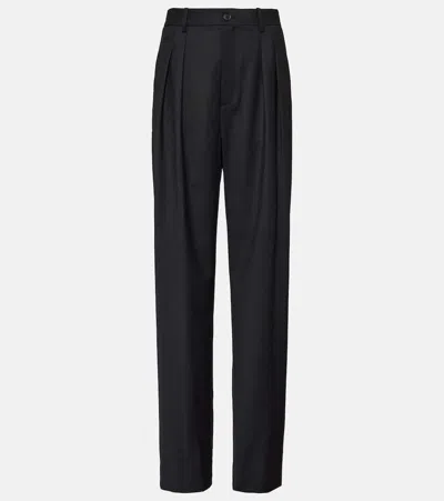 Nili Lotan Etienne Pleated Virgin Wool Pants In Black