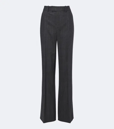 Nili Lotan Etoile Pleated Wool And Cashmere-blend Straight-leg Pants In Gray