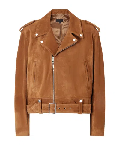 Nili Lotan Evel Suede Motorcycle Jacket In Brown