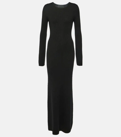 Nili Lotan Bowie Lace-up Silk-jersey Maxi Dress In Black