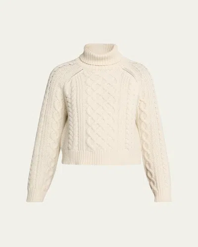 Nili Lotan Ezren Cable-knit Wool Turtleneck Sweater In Ivory