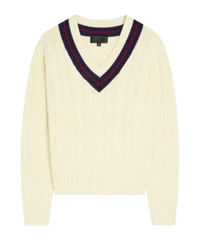 Nili Lotan Fabiana Cable-knit Striped Wool Jumper In Neutral