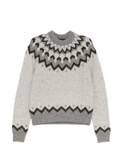 Nili Lotan Fair Isle Sweater In Gray