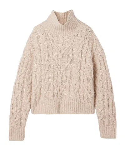 Nili Lotan Fairiny Cable Knit Turtleneck Sweater In Sand