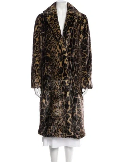 Pre-owned Nili Lotan Faux Fur Animal Print Coat In Black