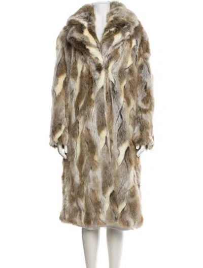 Pre-owned Nili Lotan Faux Fur Animal Print Fur Coat In Neutral