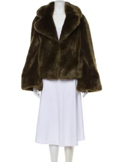 Pre-owned Nili Lotan Faux Fur Faux Fur Coat In Green