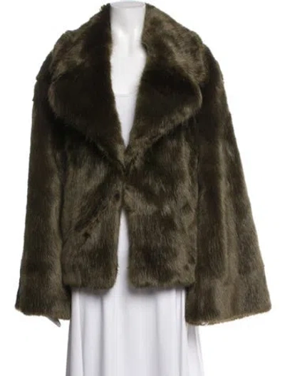 Pre-owned Nili Lotan Faux Fur Faux Fur Jacket In Green