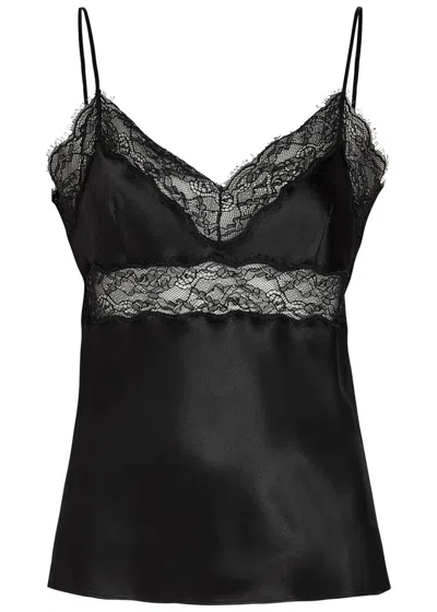 Nili Lotan Felicie Lace-trim Silk Cami Top In Black