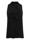 Nili Lotan Felton Ruffled High-neck Sleeveless Shirt In Black