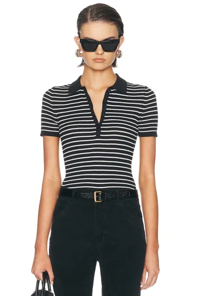 Nili Lotan Fenna Stripe Polo Top In Black