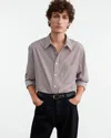 Nili Lotan Finn Shirt In Mini Brown Stripe