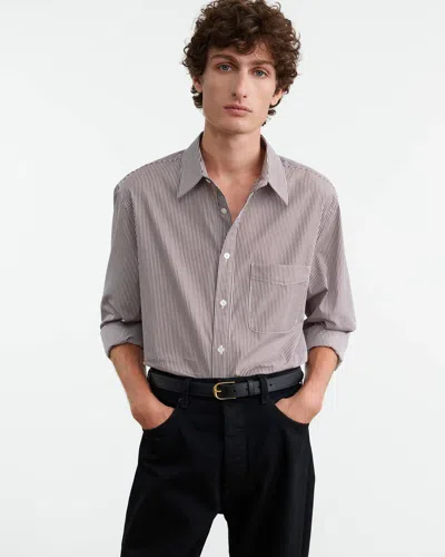 Nili Lotan Finn Shirt In Mini Brown Stripe
